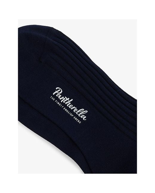 Pantherella Blue Danvers Branded Cotton-Blend Socks for men