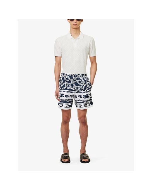 Dolce & Gabbana Blue Graphic-print Relaxed-fit Swim Shorts X for men