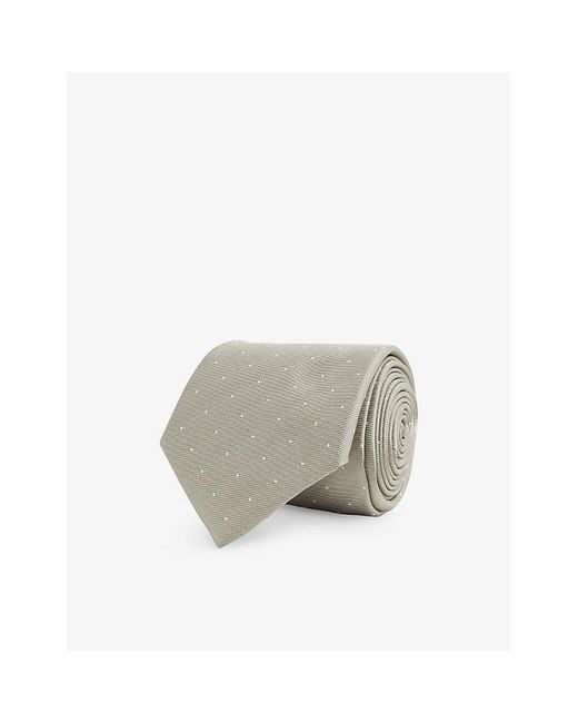 Reiss Gray Liam Polka-Dot Woven Tie for men