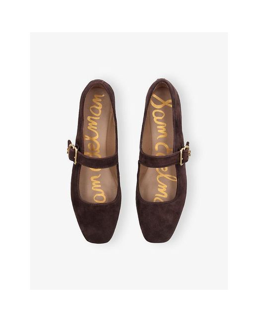 Sam Edelman Brown Michaela Buckle Suede Mary-Jane Flats