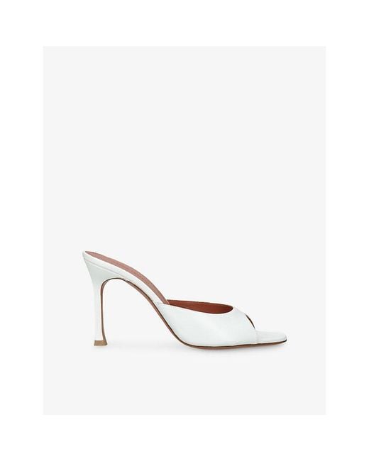 AMINA MUADDI White Alexa 95 Leather Heeled Mules