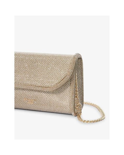 Dune Natural Bellini Chain-Strap Woven Clutch Bag