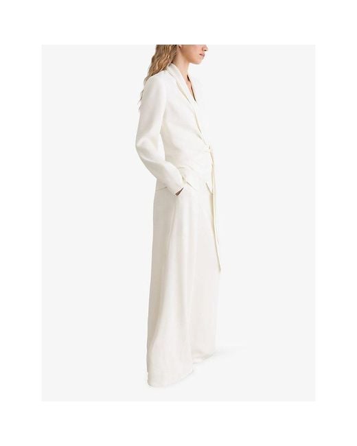Reiss White Clover Tie-Front Woven Occasion Jacket