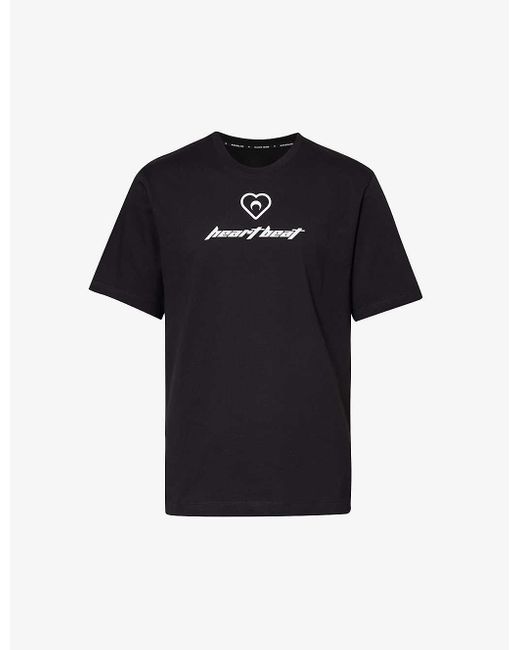 MARINE SERRE Black Brand-print Round-neck Cotton-jersey T-shirt X for men
