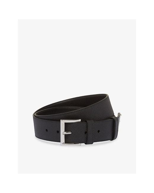 Prada Black Logo-Embellished Leather Belt for men