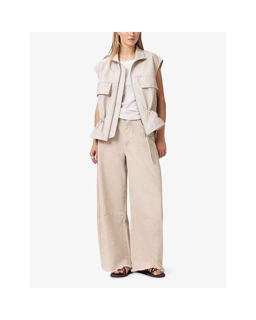 AllSaints Natural Payton Barrel-Leg High-Rise Stretch-Denim Jeans