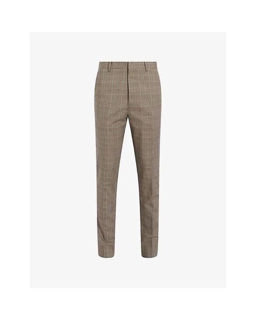 AllSaints Gray Maffrett Slim-fit Straight-leg Woven-blend Trousers for men