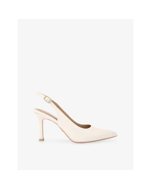 Carvela Kurt Geiger White Corletta Wide-Fit Heeled Faux-Leather Sling-Backs