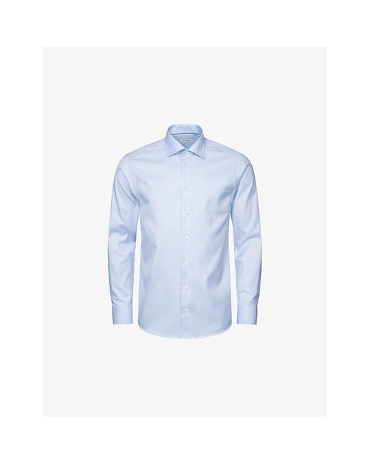 Eton of Sweden Blue Signature Twill Pin-dot Regular-fit Cotton Shirt for men