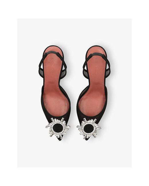 AMINA MUADDI Black Begum Sling 70 Heeled Mesh Sandals