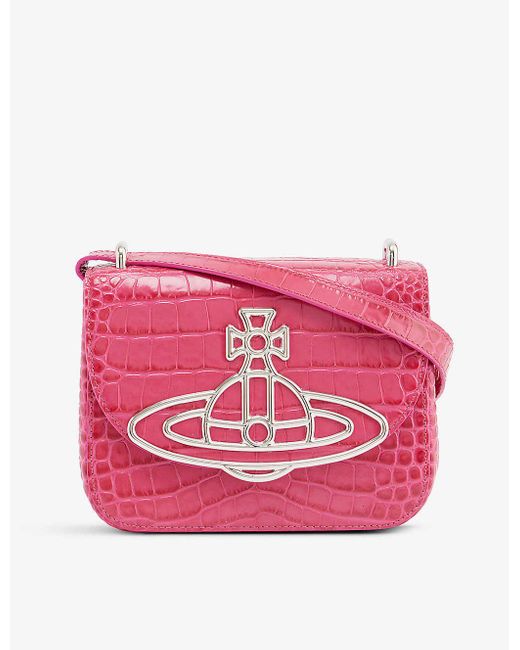 Vivienne Westwood Pink Linda Branded Leather Cross-body Bag