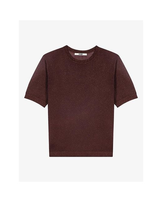 Maje Brown Two-In-One Short-Sleeve Knitted Jumper