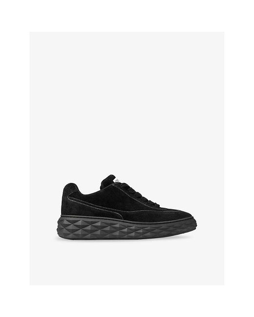 Jimmy Choo Black Diamond Maxi Suede Low-Top Trainers