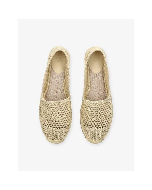 Chloé Natural Isla Logo-Embossed Crochet Espadrilles