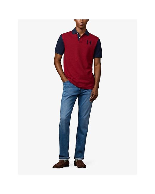 Hackett Red Heritage Essential Classic-Fit Cotton-Piqué Polo Shirt for men