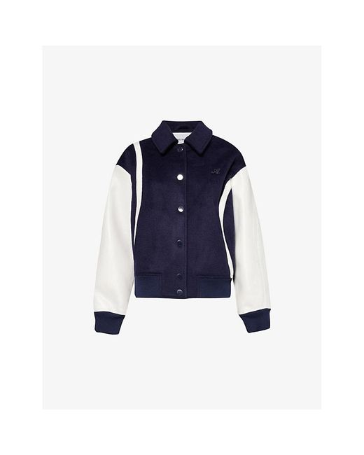 Axel Arigato Blue Vy Bay Brand-embroidered Wool-blend Varsity Jacket