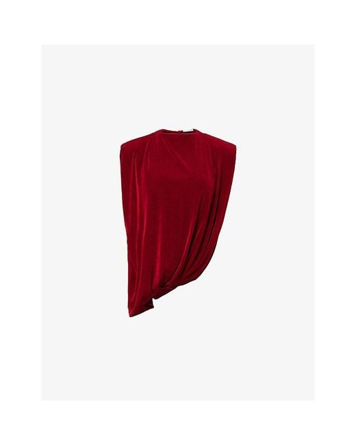 Camilla & Marc Red Ravine Draped Stretch-Jersey Top