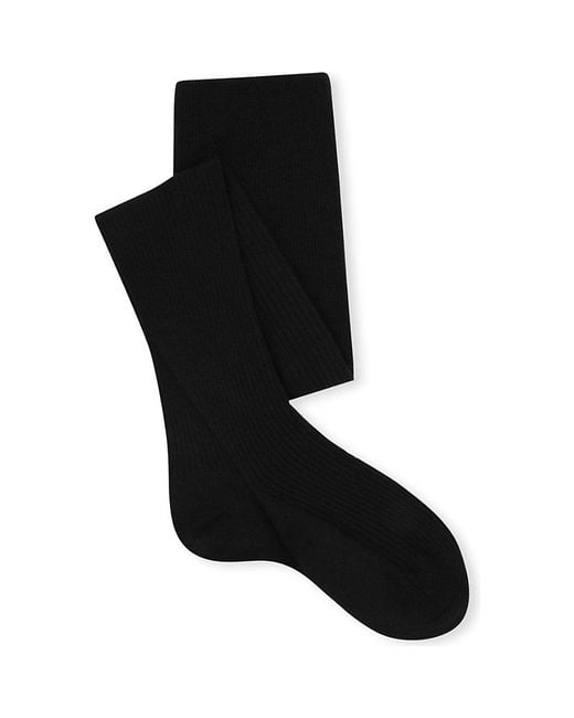 Falke Black Ribbed Knee-High Wool-Blend Socks for men