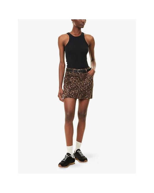 Levi's Icon Leopard-Print Denim Mini Skirt in Brown Lyst UK
