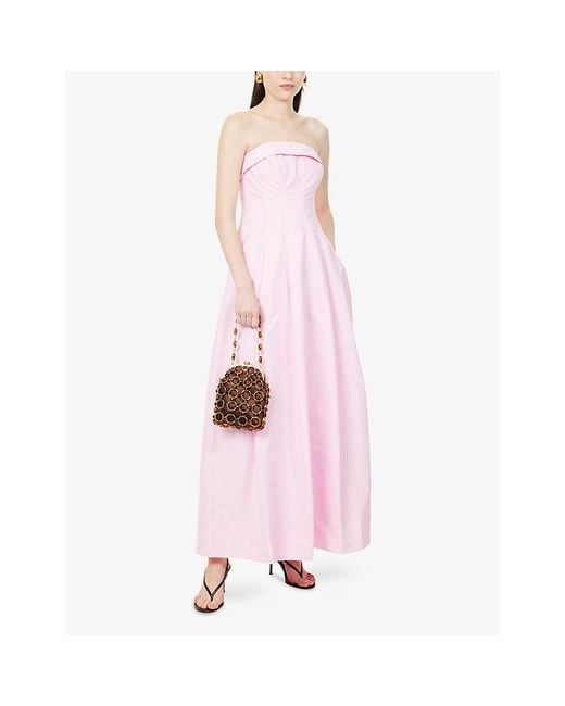 Jonathan Simkhai Pink Avril Strapless Bustier Cotton-Blend Maxi Dress