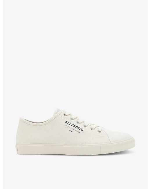 AllSaints White Undergound Logo-embossed Leather Low-top Trainers for men