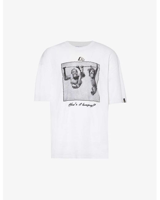 Martine Rose White Graphic-print Ribbed-trim Cotton-jersey T-shirt for men