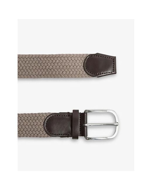 Reiss Gray Elmont Plaited-Weave Woven Belt for men