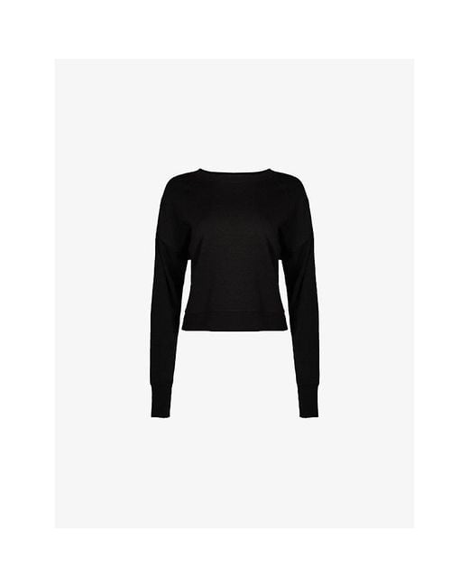 Sweaty Betty Black After Class Cropped Stretch-Woven Sweatshirt
