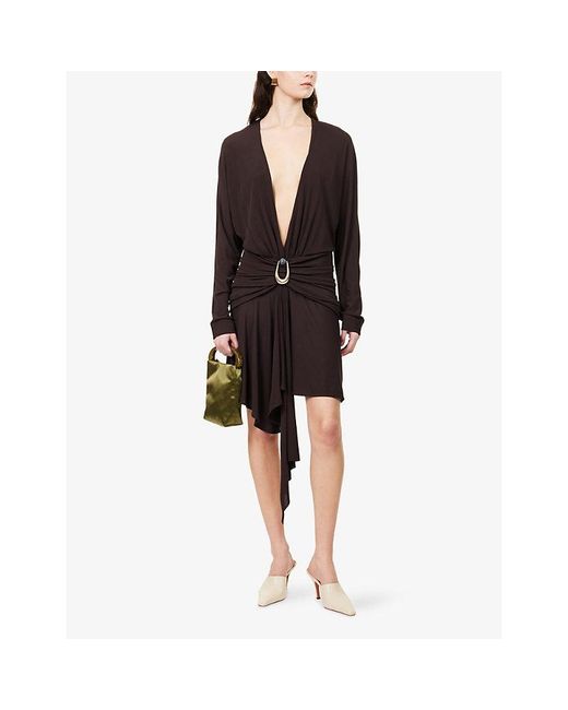 christopher esber brown dress Christopher Esber Brown Fusion Ruched Midi Dress