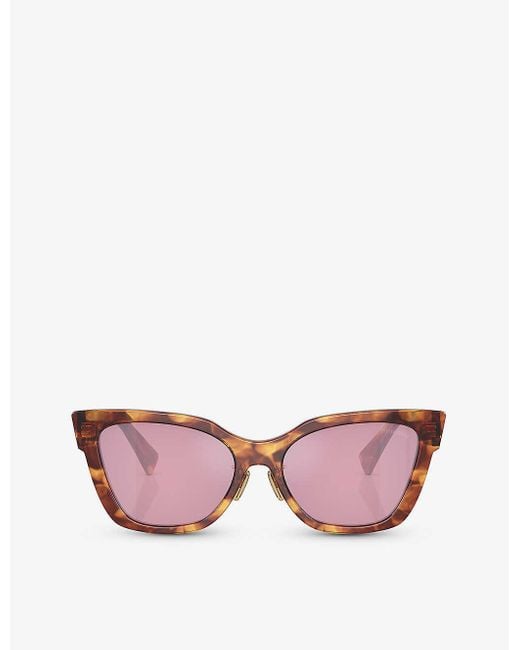 Miu Miu Pink Mu 02zs Square-frame Tortoiseshell Acetate Sunglasses