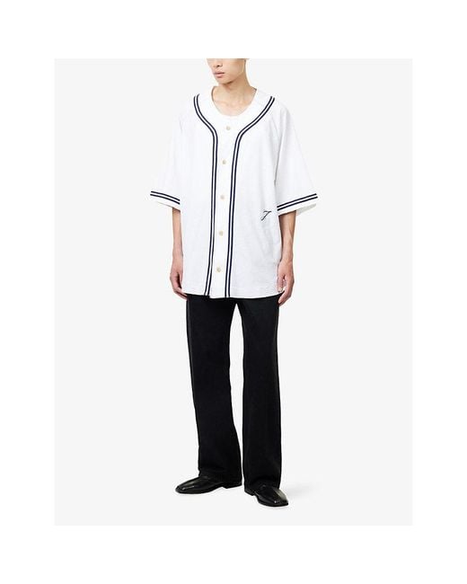 Jacquemus White Contrast-Trim Cotton-Blend Shirt for men