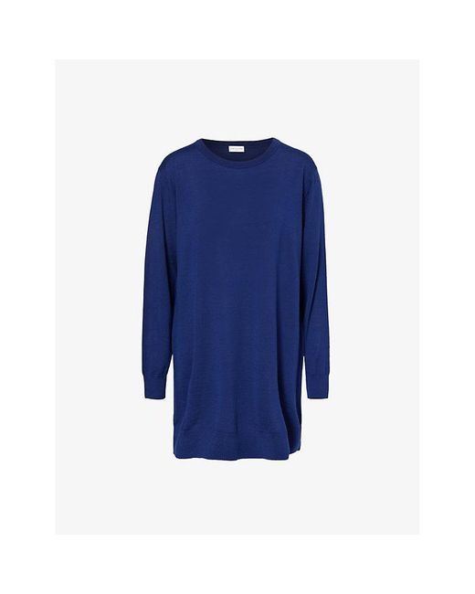 Dries Van Noten Blue Brushed-texture Relaxed-fit Wool Jumper