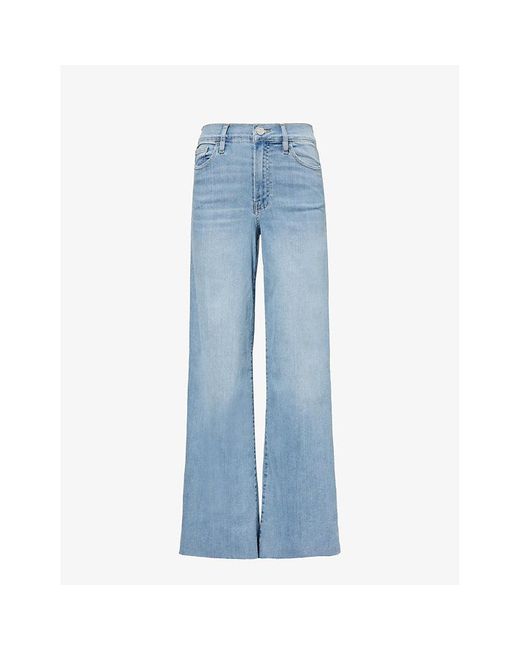 FRAME Blue Le Slim Palazzo Raw After Wide Flared-leg High-rise Stretch-denim Jeans