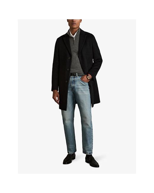 Reiss Gray Blackhall Funnel-Neck Wool Jumper for men