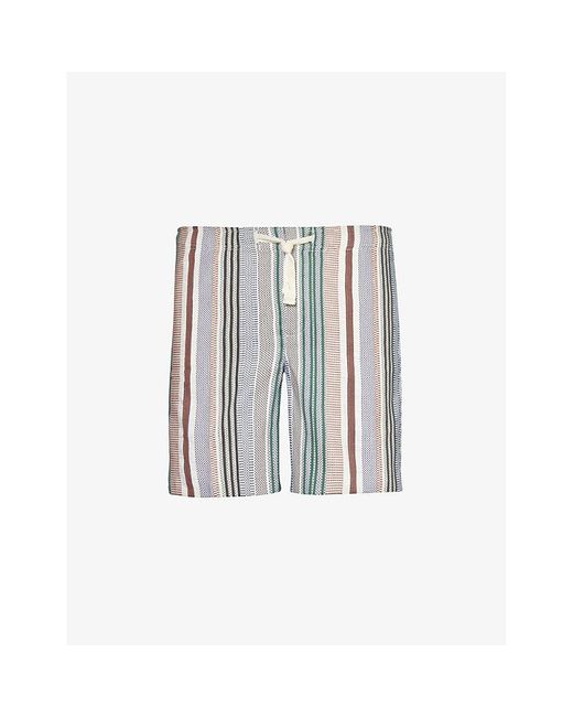 Orlebar Brown White Alex Stripe-pattern Elasticated-waist Cotton Shorts for men