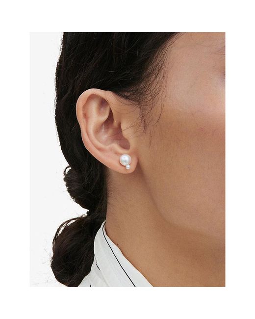 Sophie Bille Brahe Babylon Deux 14ct Yellow Gold With Freshwater Pearl Stud  Earring in White | Lyst UK