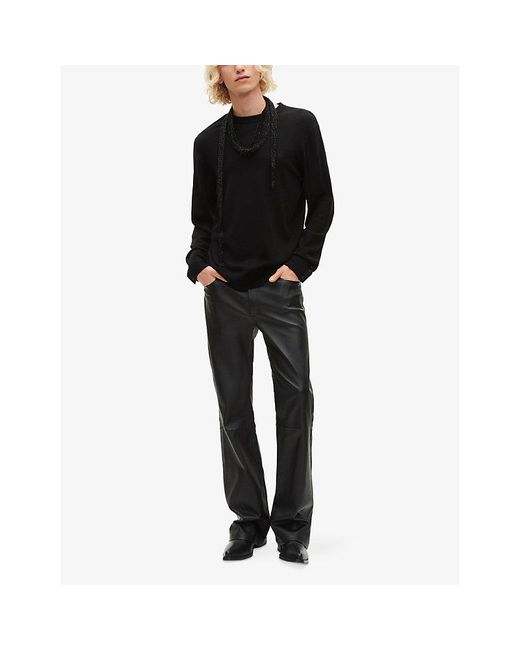 The Kooples Black Logo-Embroidered Crewneck Wool Jumper for men