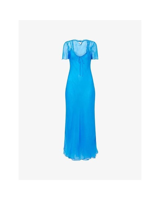 Rat & Boa Blue Anessa Drawstring Cupro Midi Dress