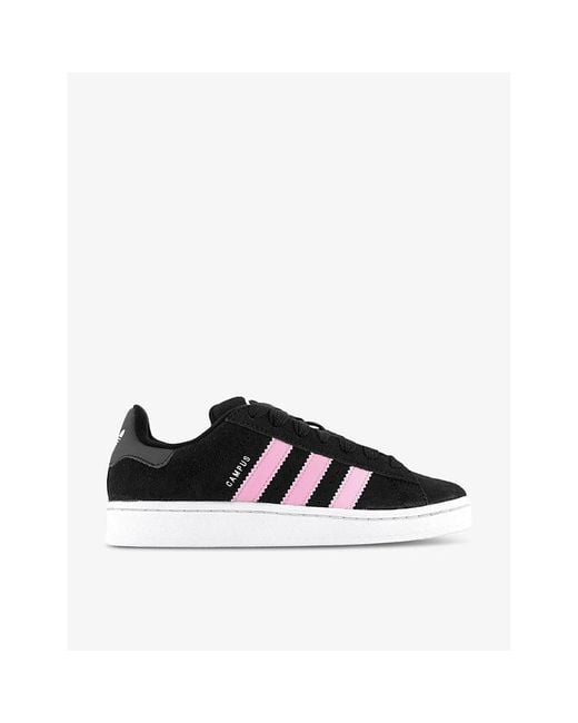 Adidas Black Campus 00s Brand-stripe Low-top Suede Trainers