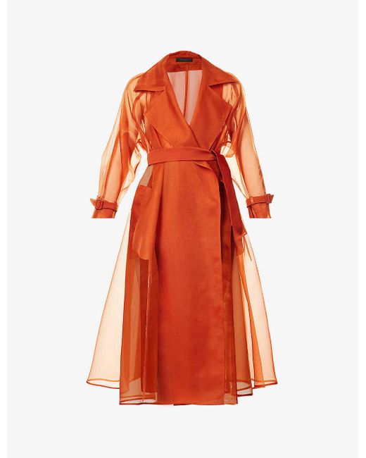 Max Mara Elegante Elegante Rauche Relaxed-fit Silk Coat in Orange | Lyst  Canada
