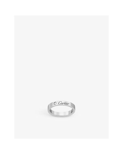 Cartier White C De Platinum And 0.03ct Diamond Wedding Ring