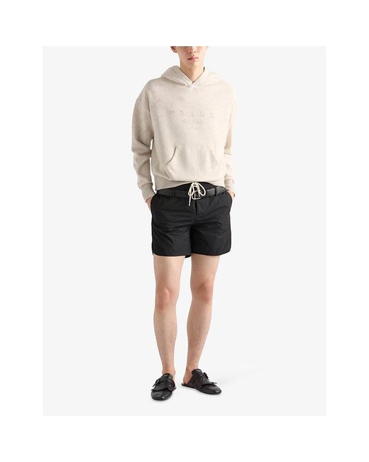 Prada Natural Faint Graphic-Print Cotton Hoody Xxl for men