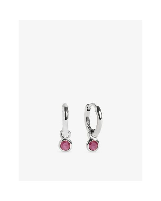 Monica Vinader Metallic July Birthstone Sterling- And Ruby Huggie Earrings