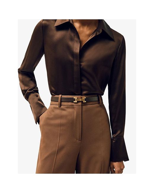 Reiss Black Hayley Hinge Leather Belt