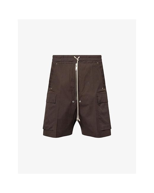 Rick Owens Brown Relaxed-Fit Cargobela Cotton Shorts for men