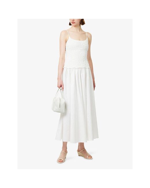 Dissh White Izaiah Crinkle Cotton Midi Dress