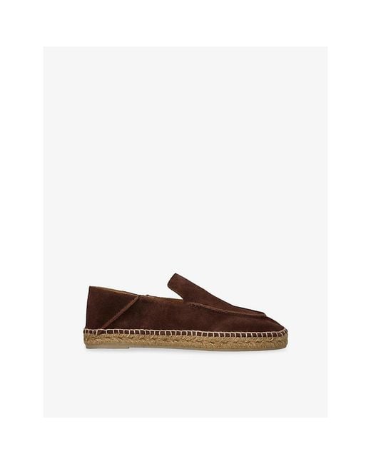 Tom Ford Brown Top-Stitch Suede Espadrilles for men