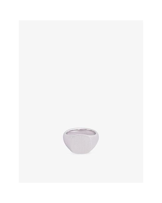 Tom Wood White Kay Satin Rhodium-Plated Sterling- Ring for men