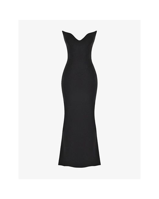 House Of Cb Black Sabine Strapless Corset Stretch-Woven Maxi Dress