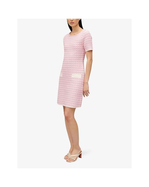 Claudie Pierlot Pink Two-tone Knitted Straight-cut Tweed Mini Dress
